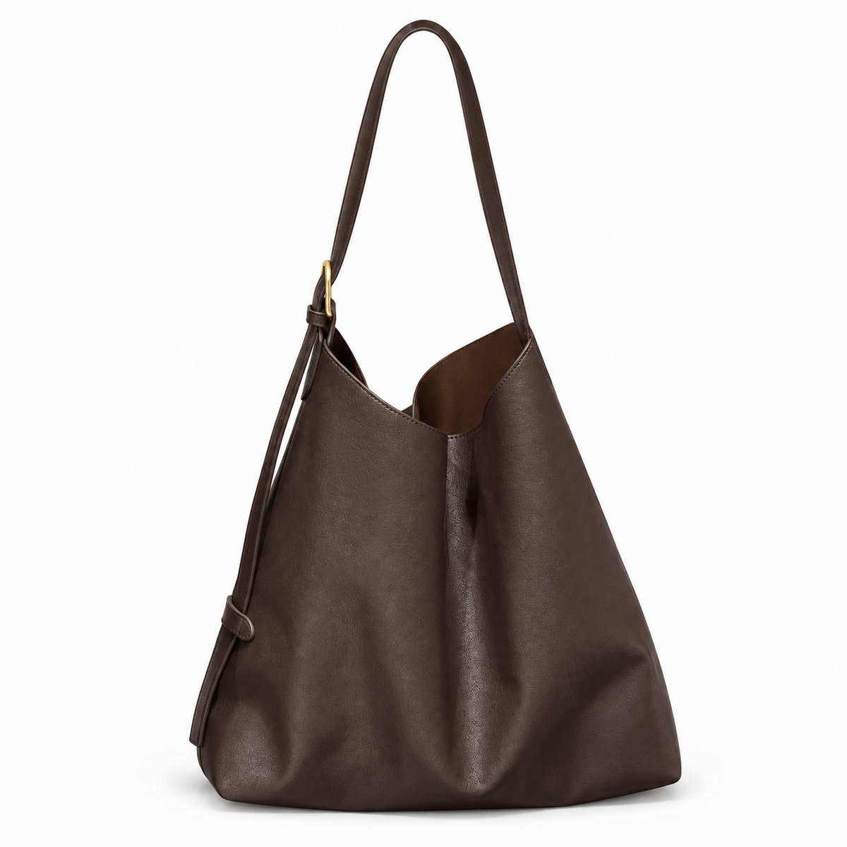 Coffee Genuine Leather Tote Bag front view
