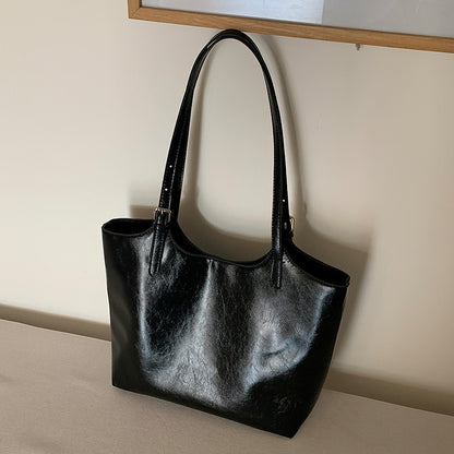 Black Minimalist Tote Bag front view