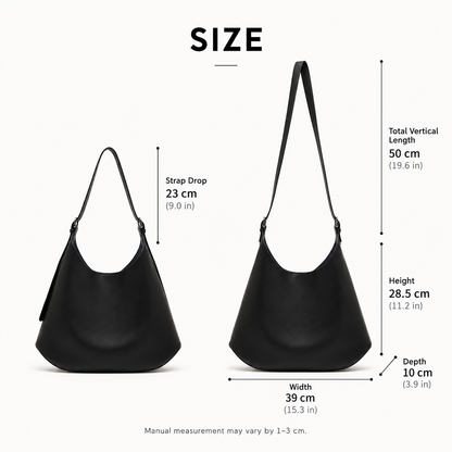 Genuine Leather Hobo Shoulder Bag dimensions