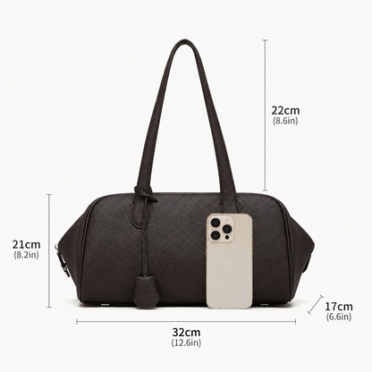 Coffee Genuine Leather Tote Bag dimensions