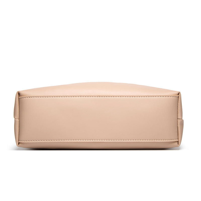 Beige Large Capacity Tote Bag with Matching Pouch multiple views