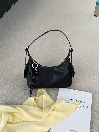 Black Small Hobo Shoulder Bag front view
