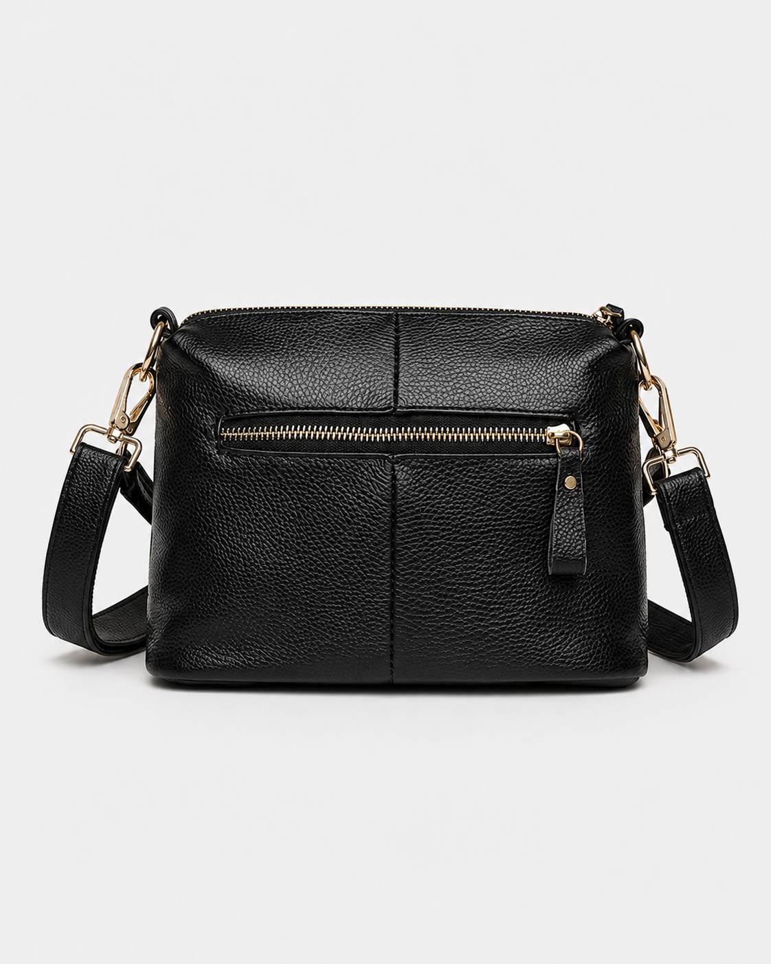 Pebbled-Texture Shoulder Bag | Zip-Top and Dual Straps