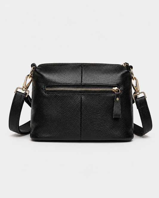 Pebbled-Texture Shoulder Bag | Zip-Top and Dual Straps